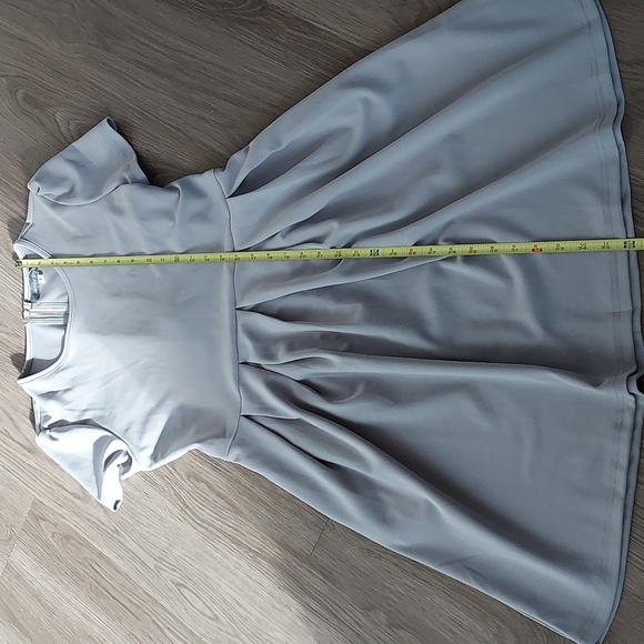 Jamby Styles small shirt sleeve midi dress grey pleated front - Picture 11 of 11